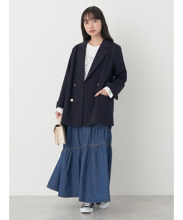 earth music&ecology ダブルテーラードジャケット Navy