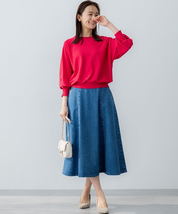 組曲 ライトデニム フレアスカート ライトインディゴ系