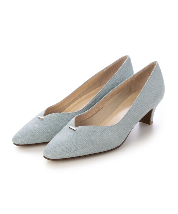 Riz raffinee <Riz raffinee>Vカットリザードプリントパンプス ライトブルーカタオシ
