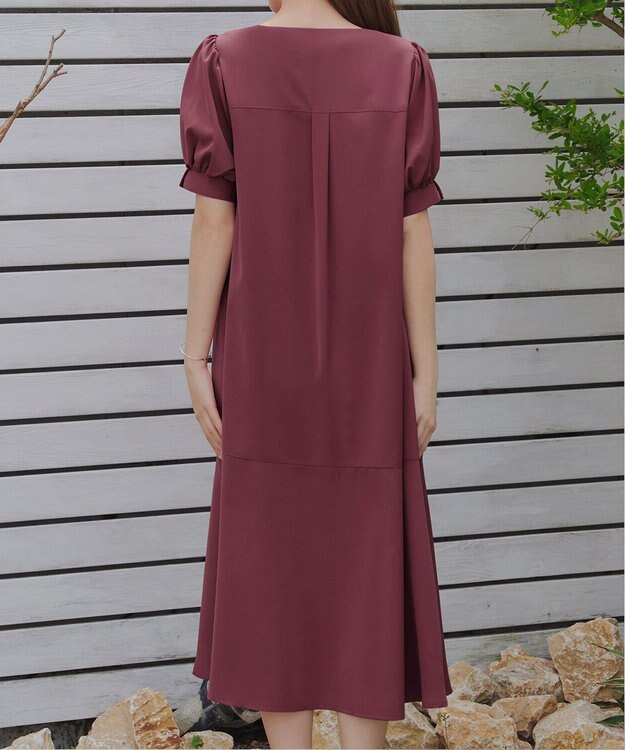 Tiaclasse 【洗える・XSサイズ】裾切替マーメイドフレアワンピース ディープピンク