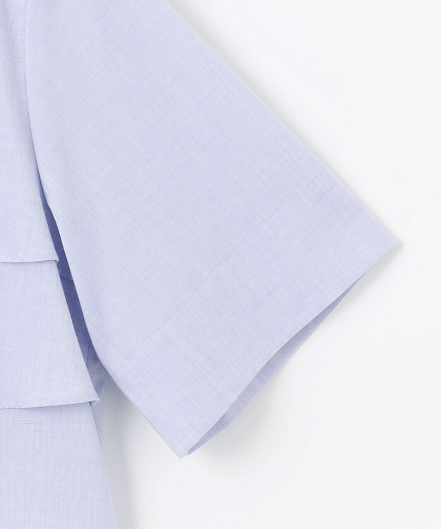 J.PRESS LADIES L 【洗える】ラミーポプリン ティアード ブラウス サックス系