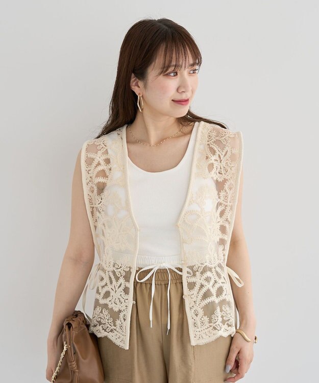 Green Parks ・ＥＬＥＮＣＡＲＥ　ＤＵＥ　２ｗａｙレースベスト Off White