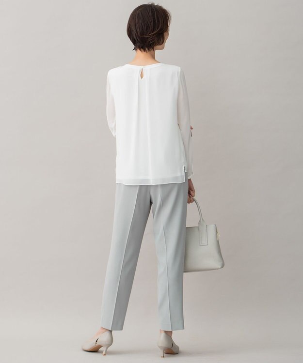 自由区 【XSサイズ～/洗える】ダブルフェイススーティング テーパードパンツ セージ