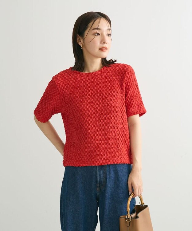 Green Parks ポコポコ５分袖プルオーバー Red