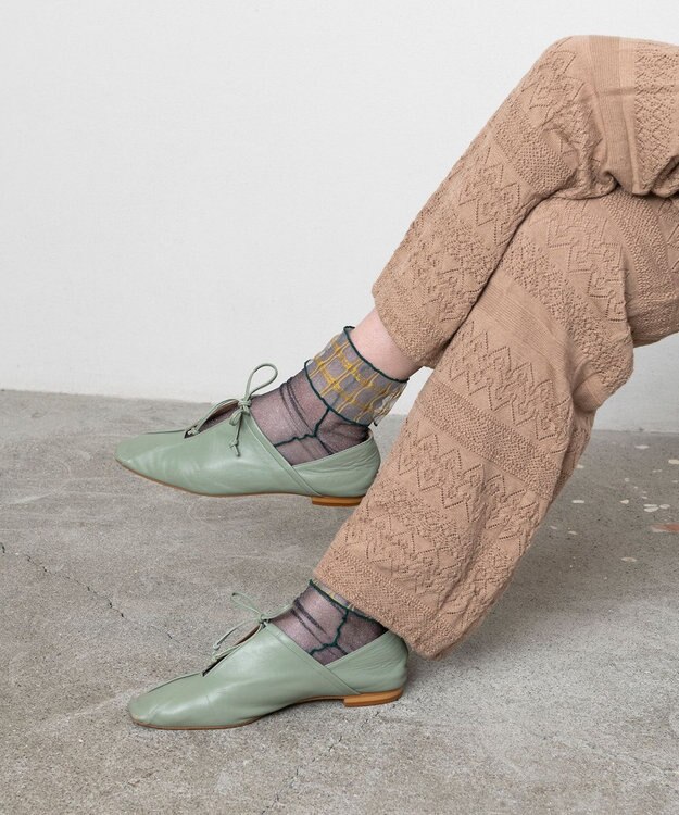 TRICOTE チェック柄 チュールソックス 39NAVY