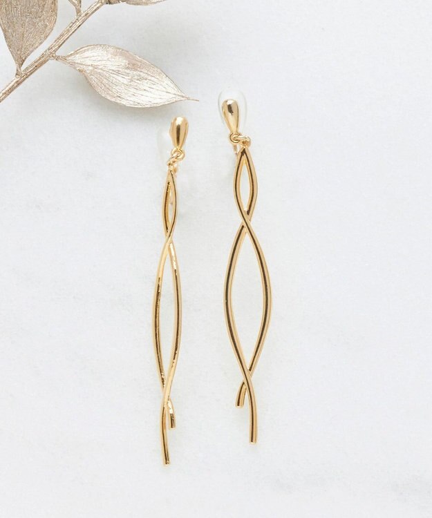 Phoebe 【痛くないシリーズ/金属アレルギー対応】スウィングクリスタルループフィットイヤリング　ゴールド ゴールド