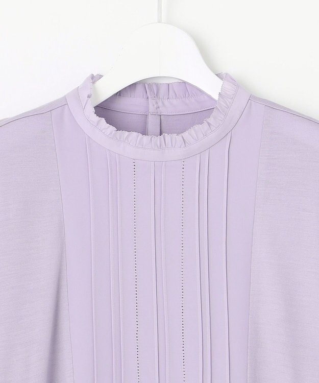 J.PRESS LADIES ウォッシャブルウール フリルネック カットソー ふじ色系