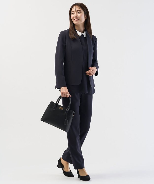 J.PRESS LADIES S 【セットアップ対応・2way】セラテリーダブルクロス ブラウス ネイビー系
