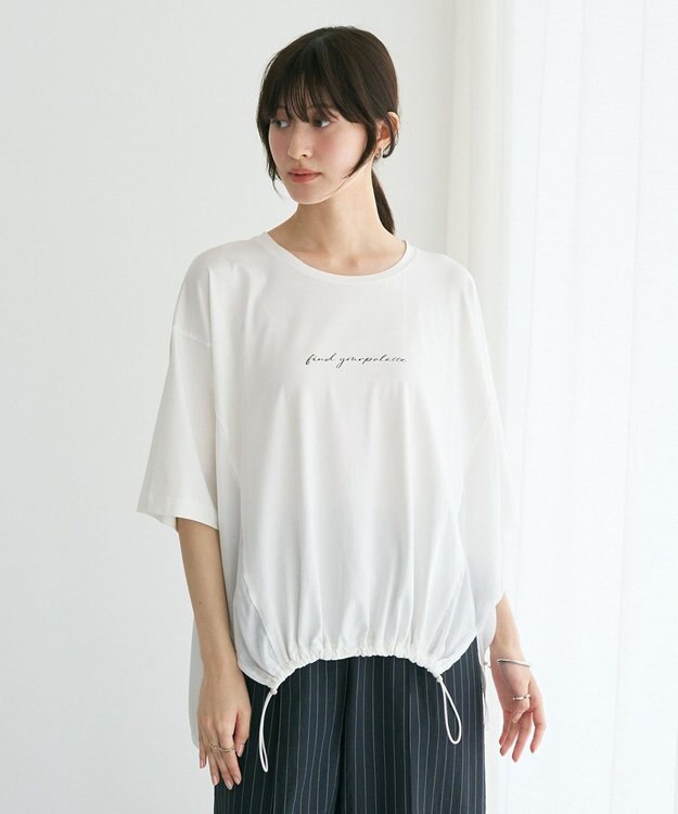 YECCA VECCA 裾ドロストデザインロゴTee Off White