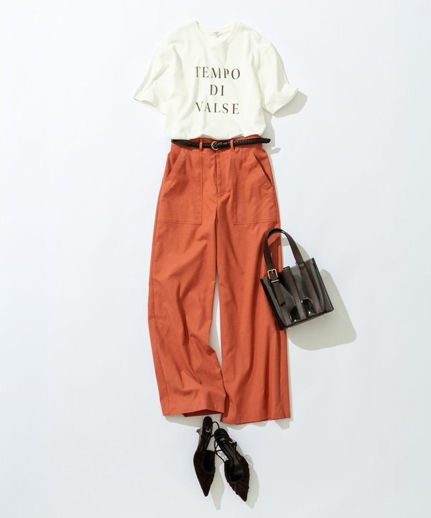 23区 【SLOW/一部店舗限定】MVSコットン  ロゴTシャツ ホワイトxグレーロゴ