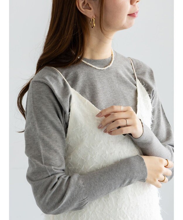 Te chichi プレーンニット(吸湿発熱) グレー