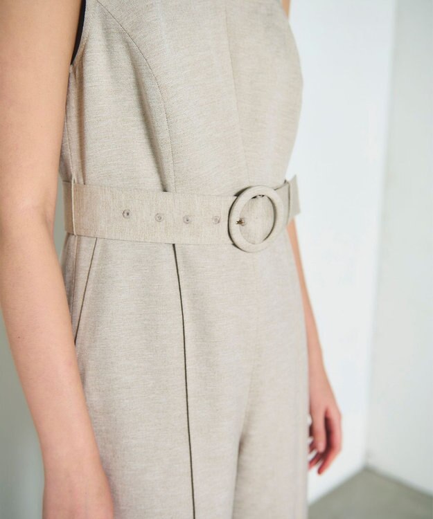 GRACE CONTINENTAL 麻調ベルトサロペット ベージュ