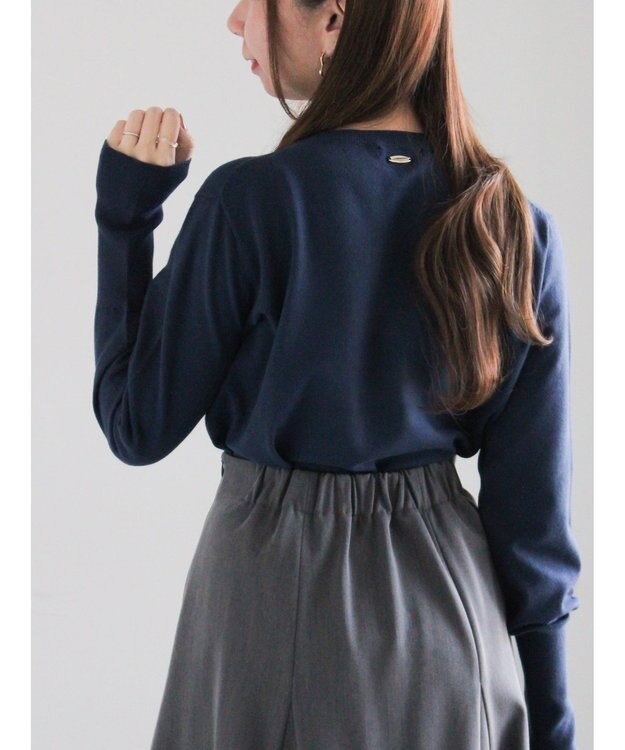 Te chichi プレーンニット(吸湿発熱) ネイビー