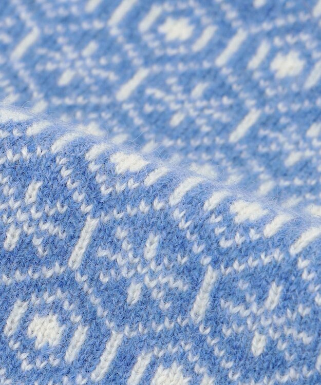 MOONBAT 【カシミヤ100%】両面使える ニットジャガードマフラー サックスブルー