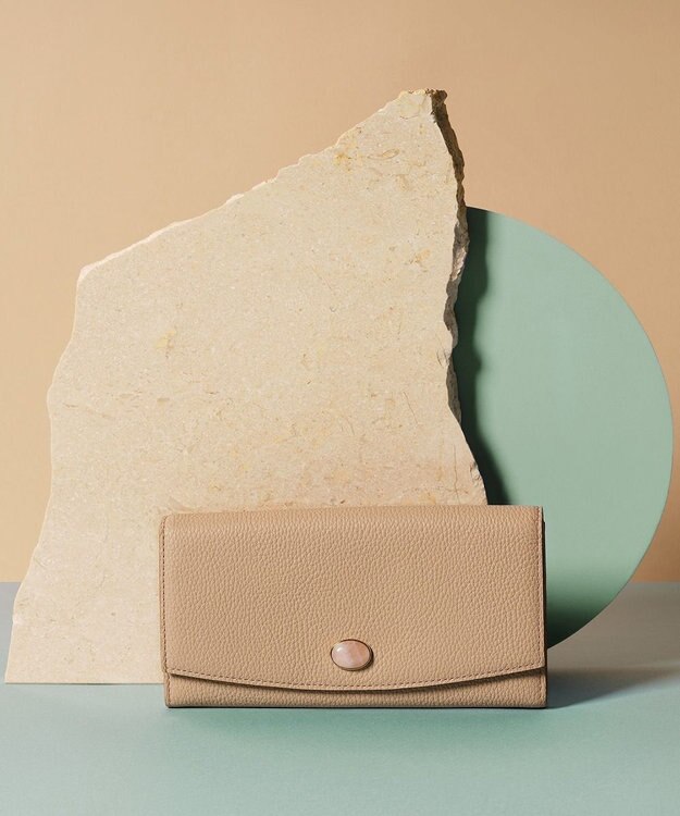 TOPKAPI 【TOPKAPI】gemdrops ジェムドロップ ミニエンボスレザー 天然石 長財布 ピンクベージュ