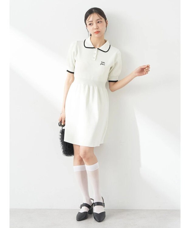 earth music&ecology ワンポイントポロワンピース White