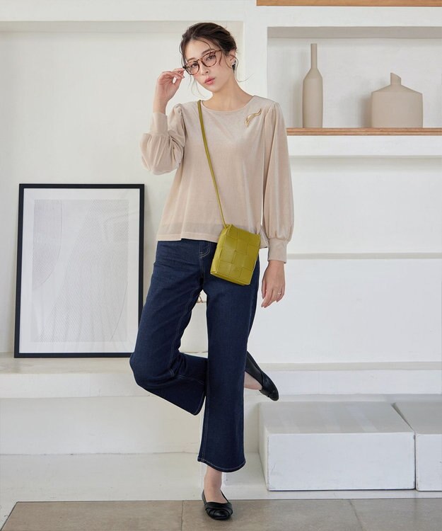 Tiaclasse 【洗える】ベロアチュールカットソートップス エクリュ