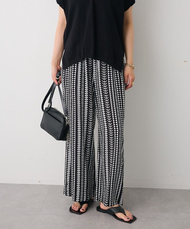 CRAFT STANDARD BOUTIQUE レーヨン総柄ワイドパンツ Stripe