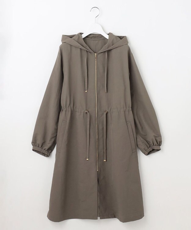 自由区 【撥水加工・UVケア・洗える】ライトグログランフーデッド コート [新色]カーキ