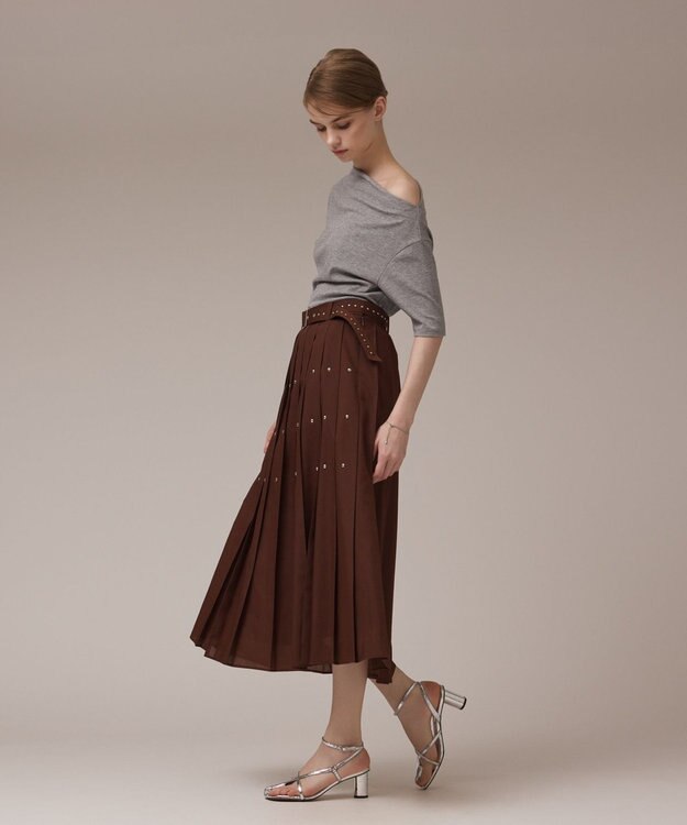 GRACE CONTINENTAL メタルホットフィットスカート ブラウン