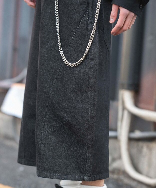 WEGO 【SMLサイズ展開】チェーン付きバルーンショーツ デニムブラック