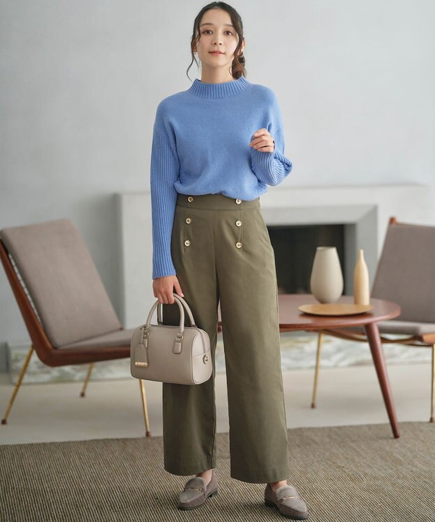 ANY SIS 【洗える】マリンディテール ワイドパンツ カーキ