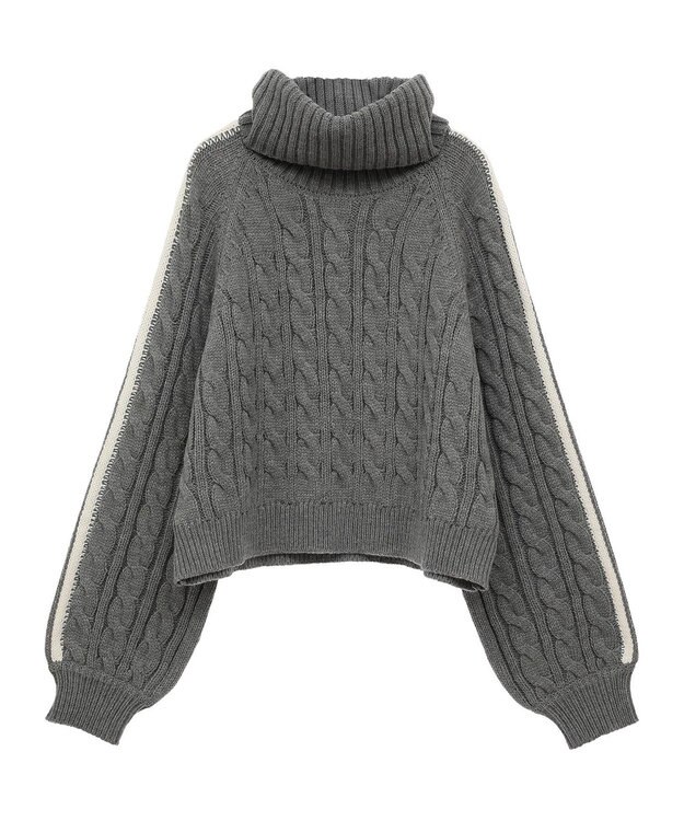 Green Parks ・ｓｗｉｎｇ　ｂｙ　ラインケーブルタートルニット Gray Mixture