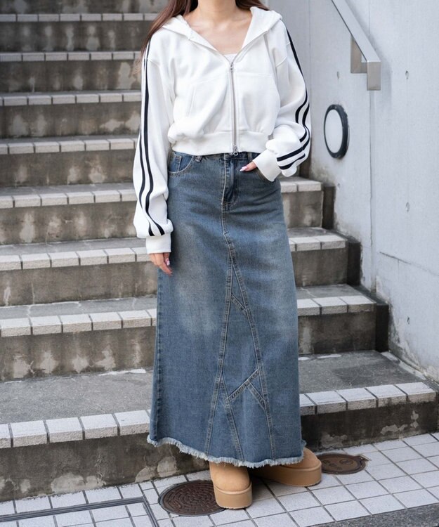 WEGO 【あったか】裏起毛Wジップショートパーカー ホワイトその他