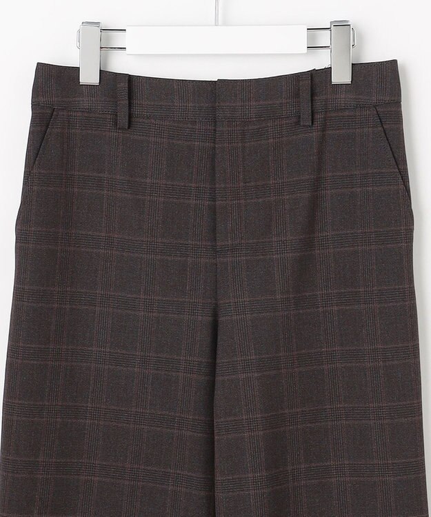 J.PRESS LADIES L アルガンシルク チェック クロップド パンツ チャコールチェック系