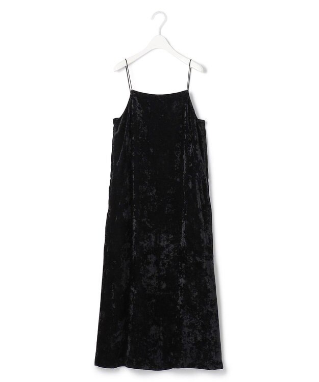 ICB 【洗える】 シアーベルベット キャミソールワンピース ブラック系