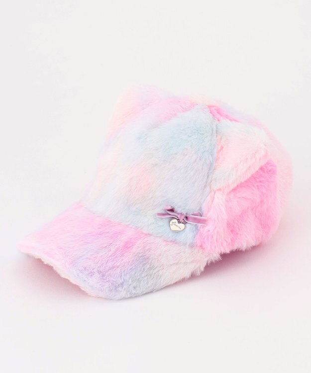 ANY KIDS ネコ耳付き ファー キャップ レインボー
