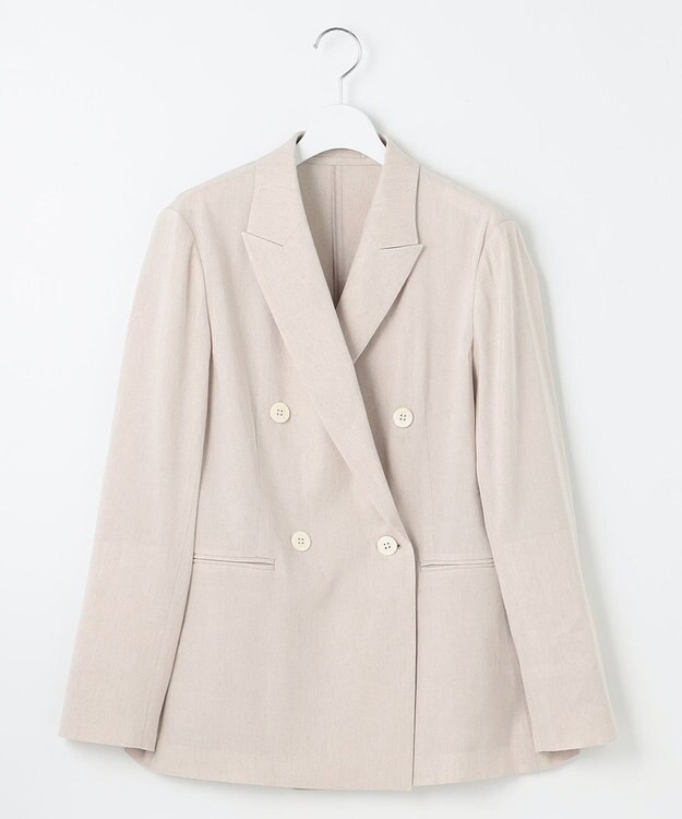 23区 【セットアップ対応/洗える】リネンレーヨンストレッチ ダブル ジャケット ベージュ系
