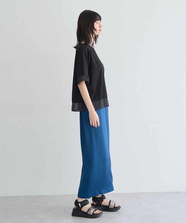 YECCA VECCA シャイニーツイルナロースカート Dark Blue