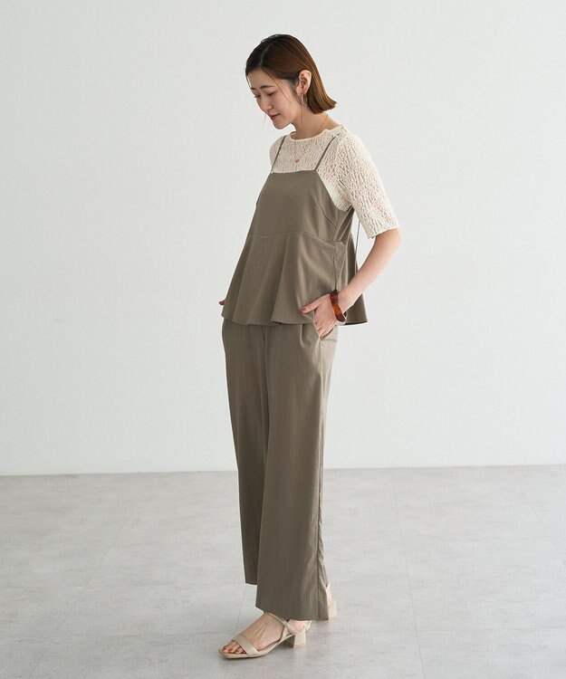 YECCA VECCA ドライタッチペプラムサロペット Dark Beige