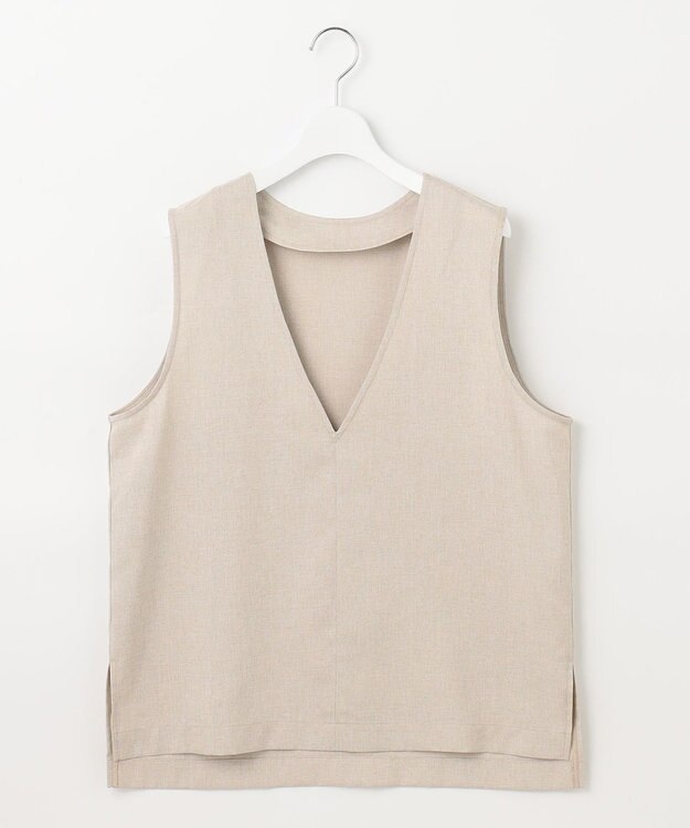Feroux リネンライクVネック ベスト ベージュ系