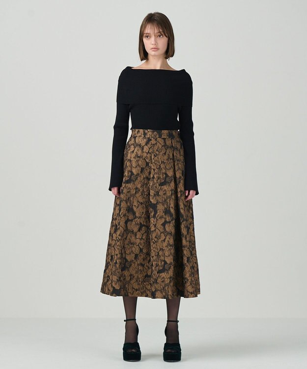 GRACE CONTINENTAL オフショルニットトップ ブラック