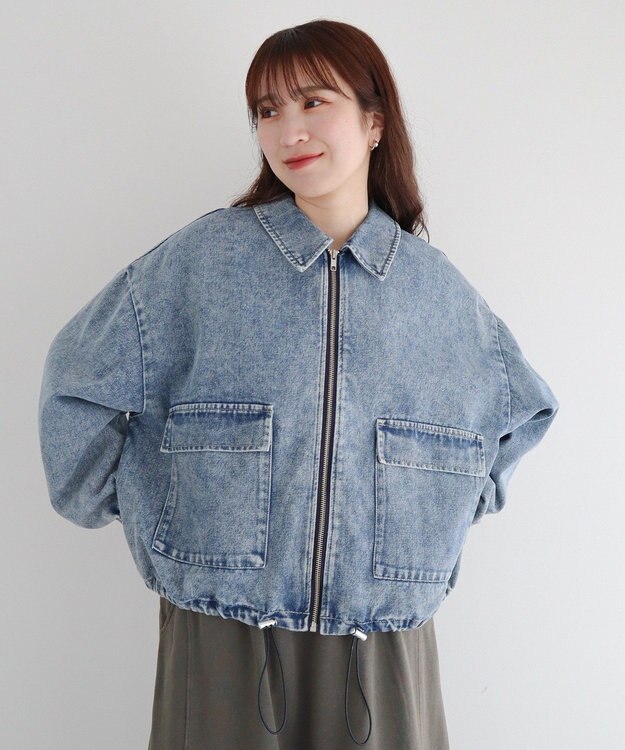 Green Parks ・ＥＬＥＮＣＡＲＥ　ＤＵＥ　デニムステンカラーブルゾ Light Indigo