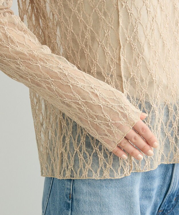 Green Parks パネルラインレースカットプルオーバー Light Beige