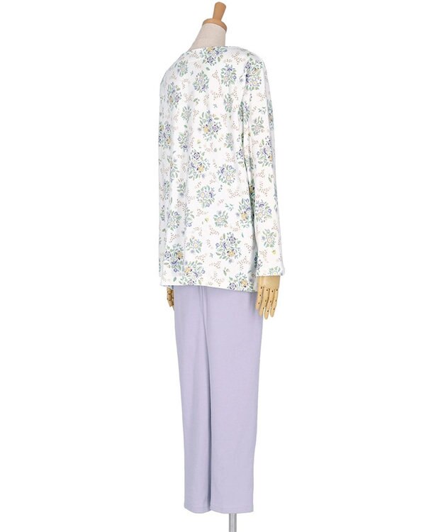 WACOAL ワコール_リラックス＆スリープ パジャマ 綿100%(本体) あったか 長袖 長ズボン ミントン レディース NDW457 /ワコール ホワイト