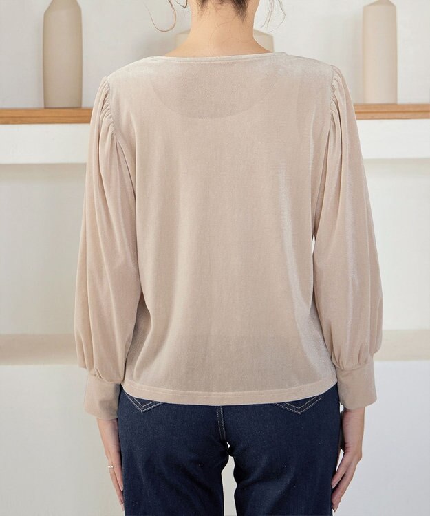 Tiaclasse 【洗える】ベロアチュールカットソートップス エクリュ