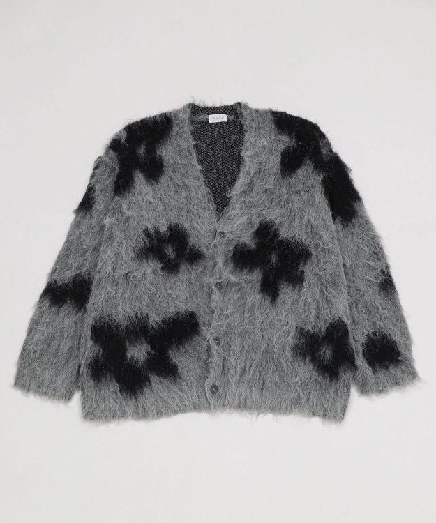 WEGO 【ユニセックス着用ITEM/MLサイズ展開】モヘアタッチパターンカーディガン ダークグレー