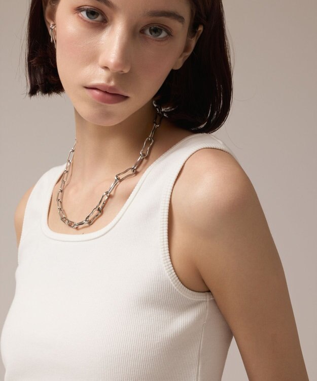 GRACE CONTINENTAL テレコリブトップ ホワイト