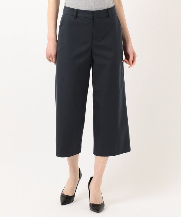 J.PRESS LADIES 【シワになりにくい】コットンフィッティーシャーク ワイドパンツ ネイビー系