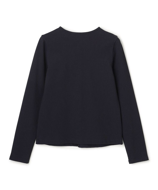 UNFILO ハイツイストスムース カーディガン ネイビー×パールボタン