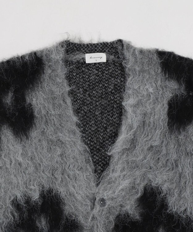 WEGO 【ユニセックス着用ITEM/MLサイズ展開】モヘアタッチパターンカーディガン ダークグレー