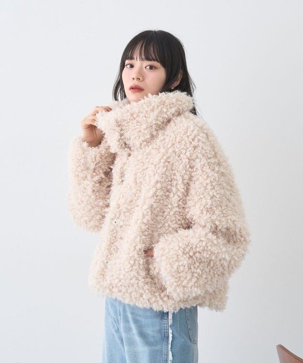 earth music&ecology プードルファーショートブルゾン Cream