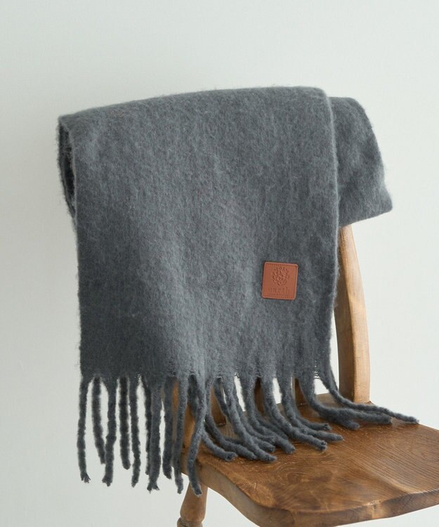 earth music&ecology ワンポイントビッグマフラー Charcoal Gray