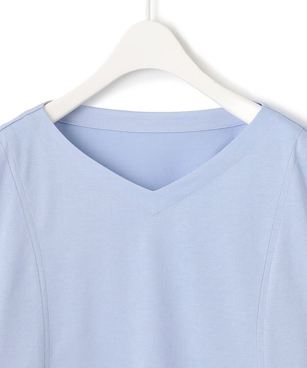 ICB 【洗える】 ブラウスライクジャージー ドルマンスリーブカットソー サックスブルー系