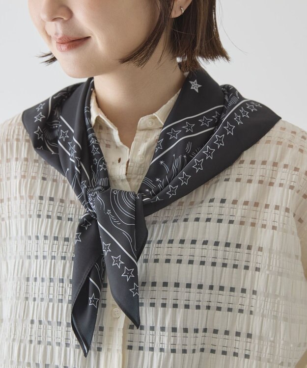 AMERICAN HOLIC シルキーバンダナ柄スカーフ Black