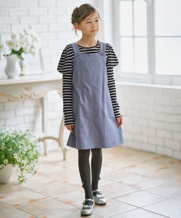 組曲 KIDS 【110-140㎝】コーデュロイ ワンピース サックスブルー系